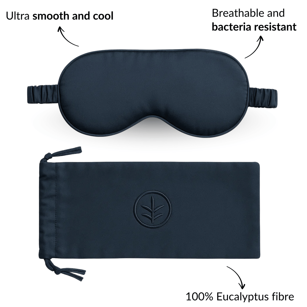 Ethical Bedding™ Sleep Accessories Essential Silk Sleep Eye Mask in Navy (Eucalyptus Silk) House of Isabella UK