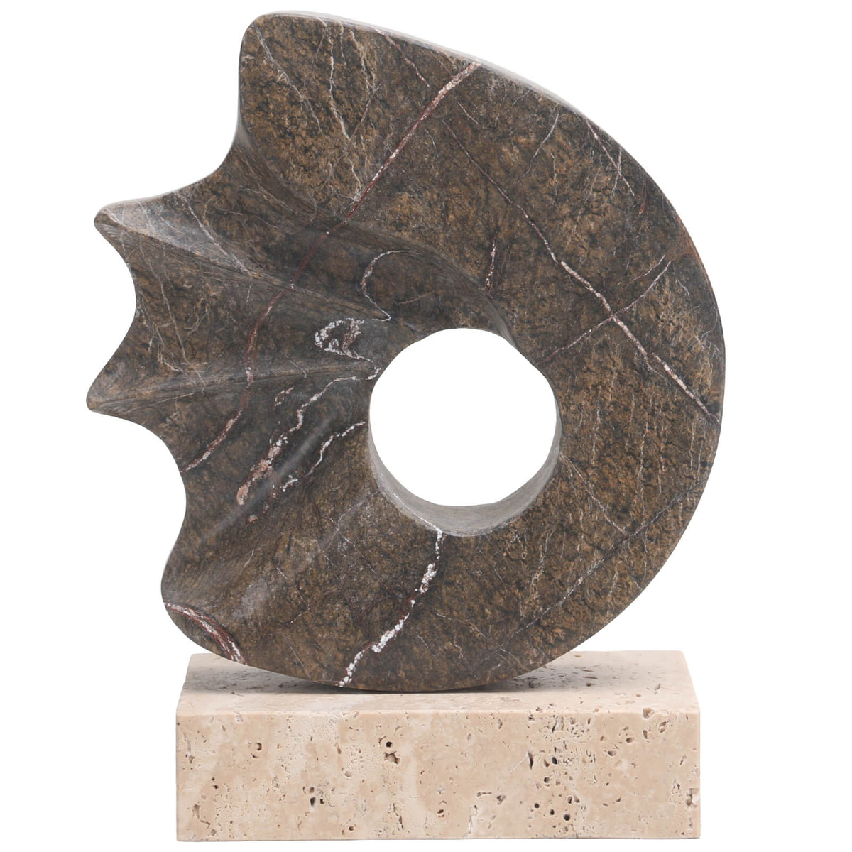 Geometric Sculpture in Brown Marble