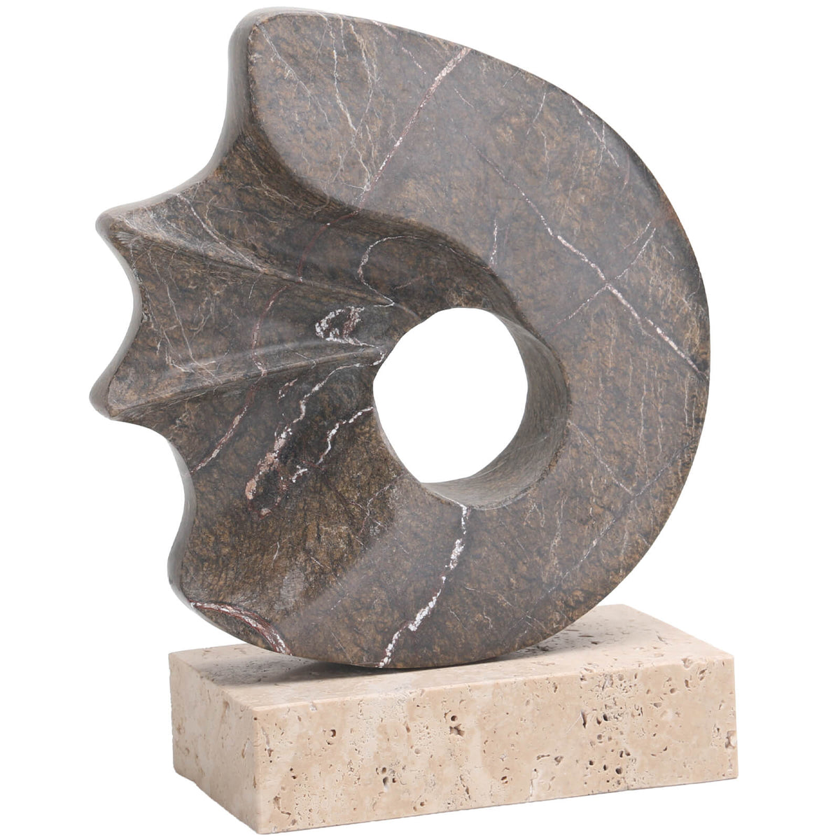 Geometric Sculpture in Brown Marble