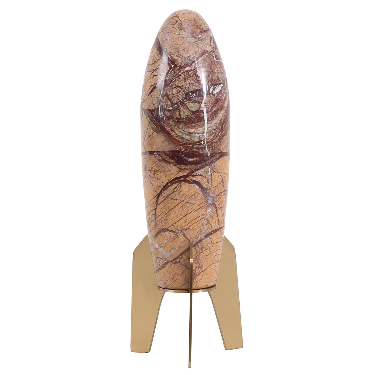 Rocket Sculpture in Brown Marble - Small