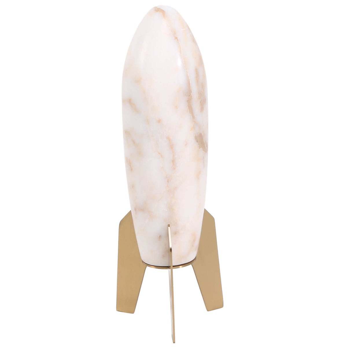 Rocket Sculpture in White Marble - Large