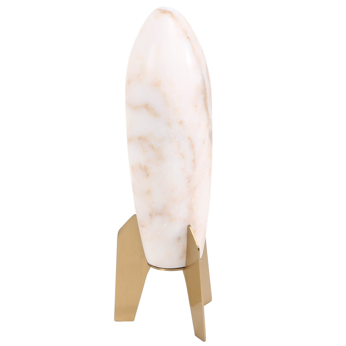 Rocket Sculpture in White Marble - Large