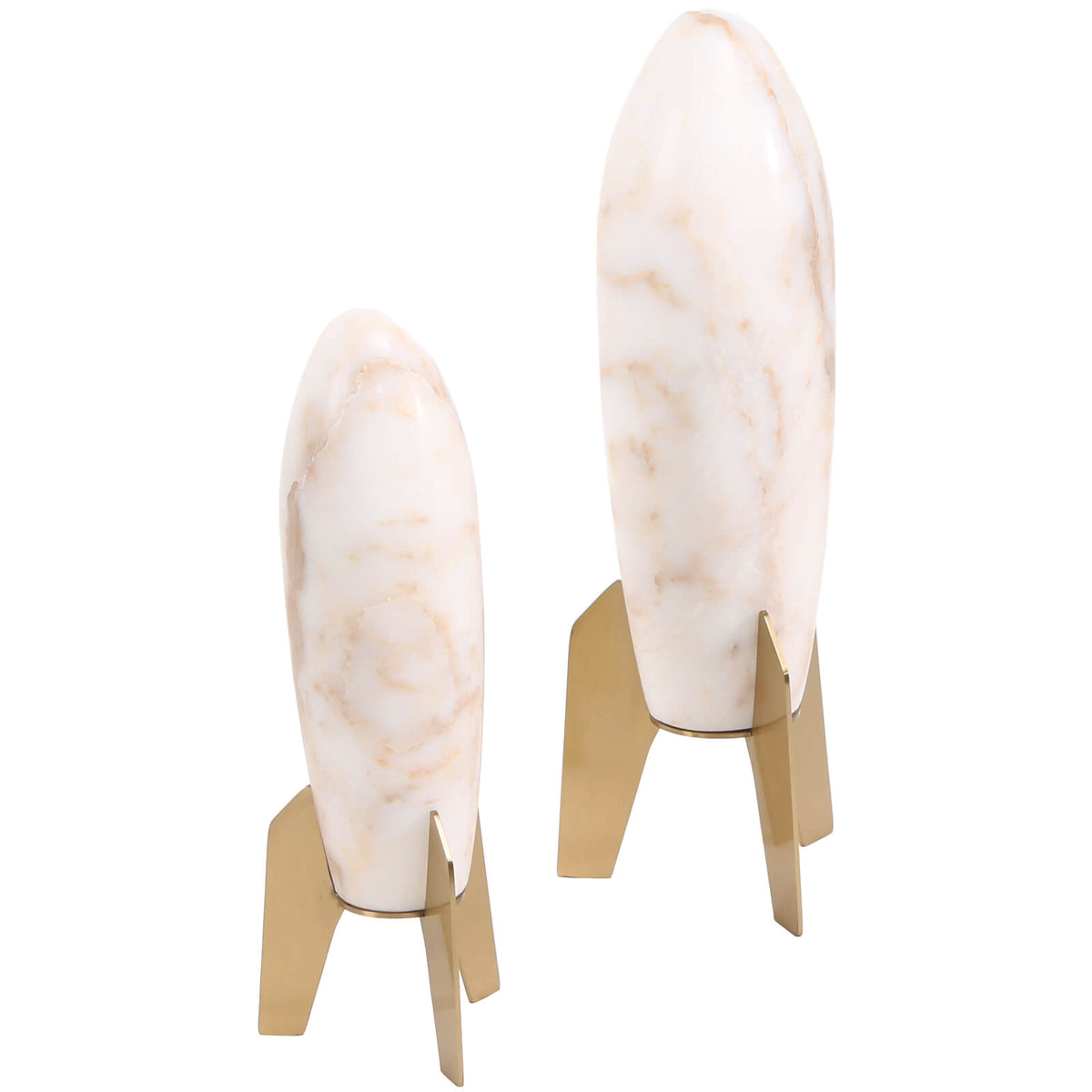 Rocket Sculpture in White Marble - Small