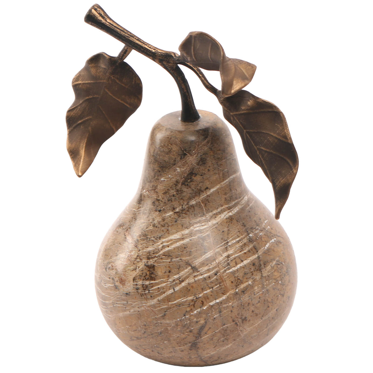 Pear Ornament in Brown Marble