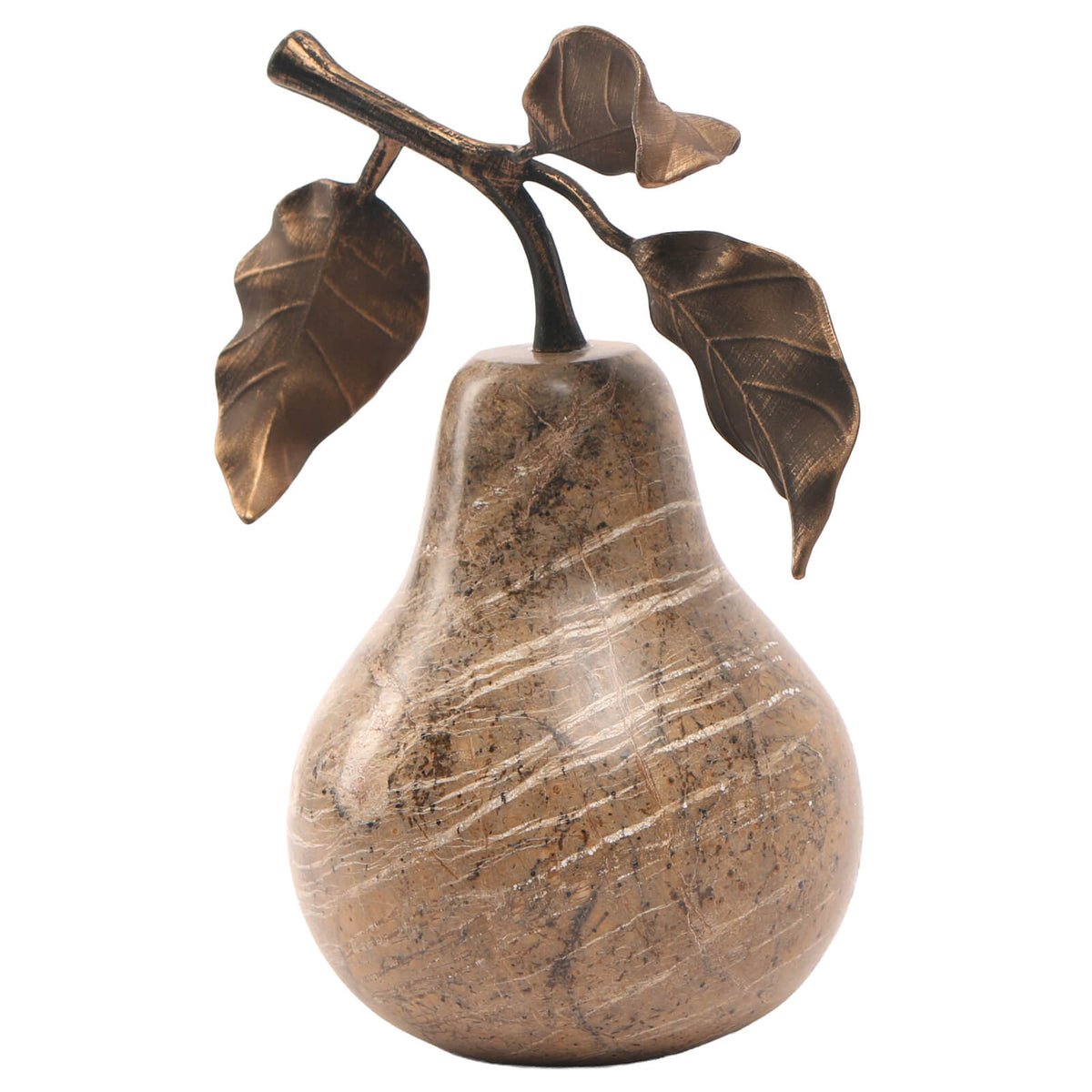 Pear Ornament in Brown Marble