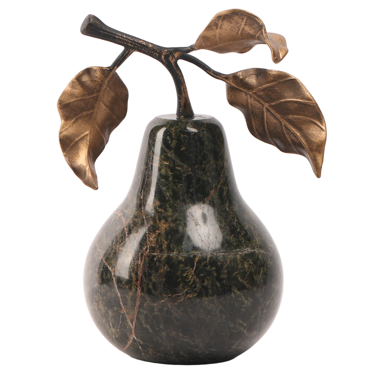 Pear Ornament in Forest Green Marble