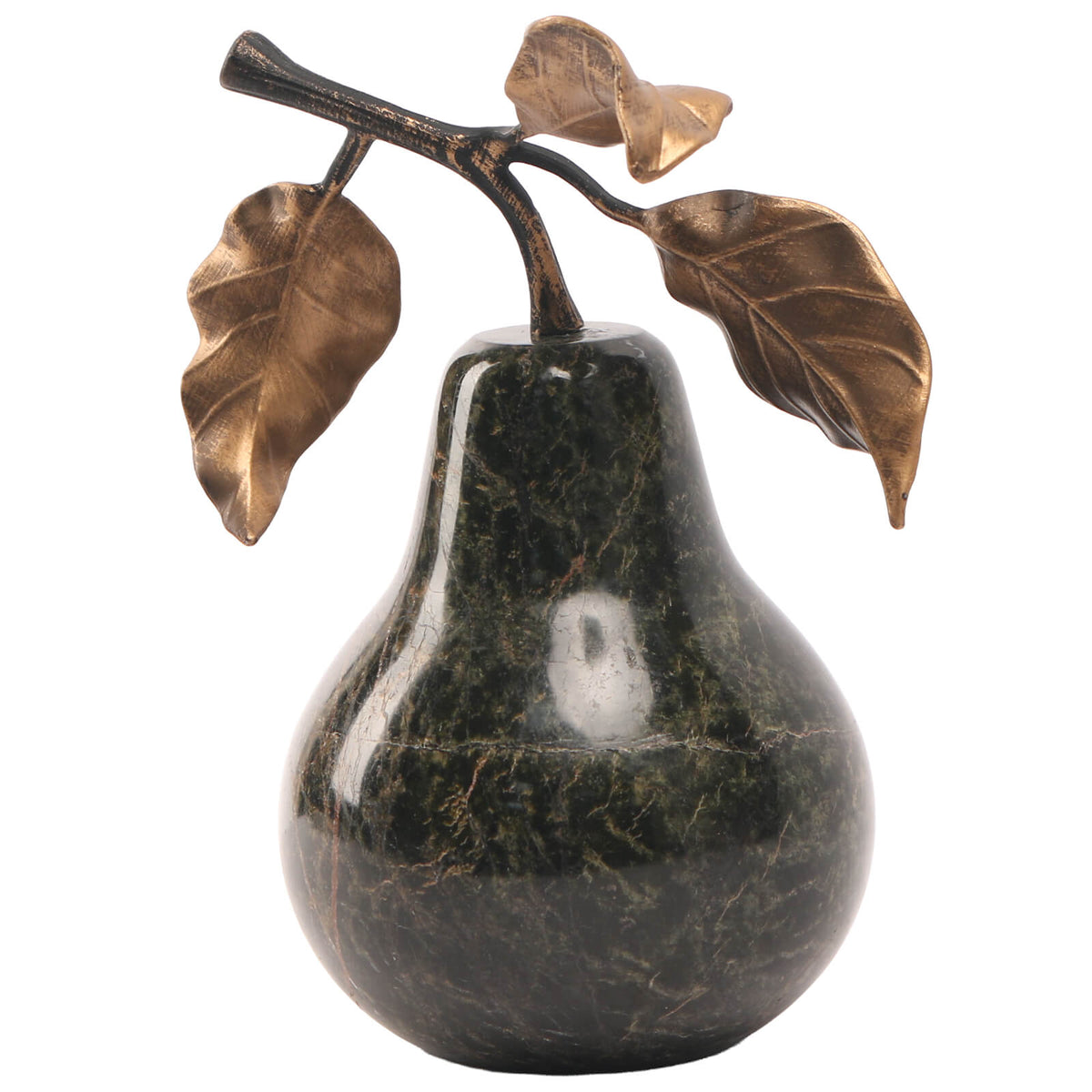 Pear Ornament in Forest Green Marble