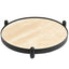 Metal Framed Round Tray in Travertine