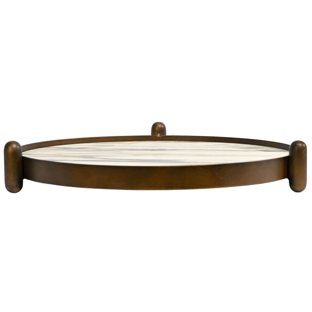 Metal Framed Round Tray in Landscape Marble