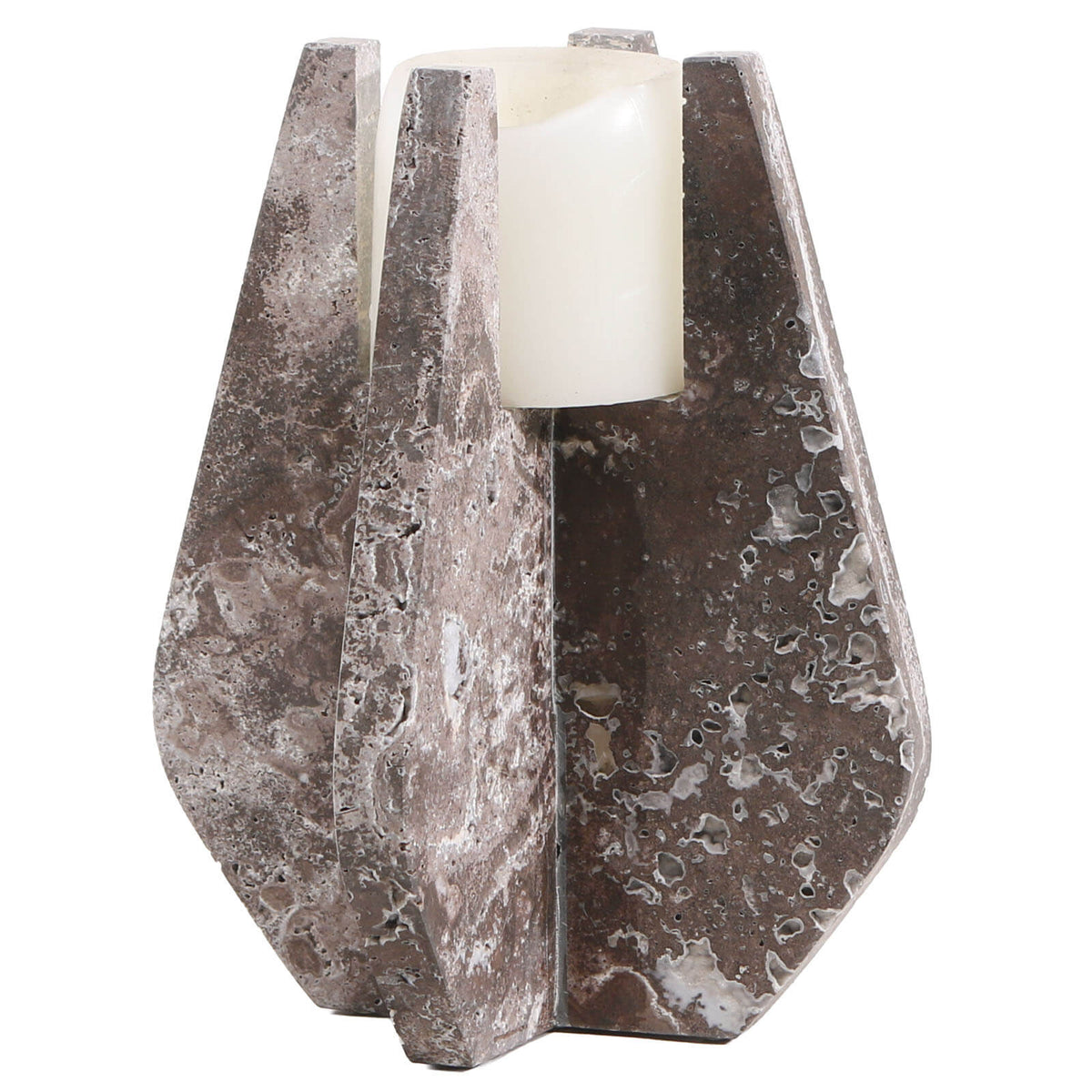 Candle Holder in Dark Grey Marble 