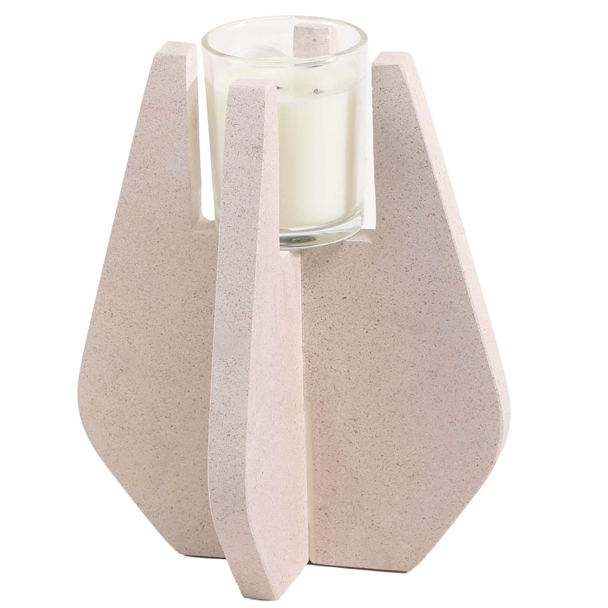Candle Holder in Beige Marble