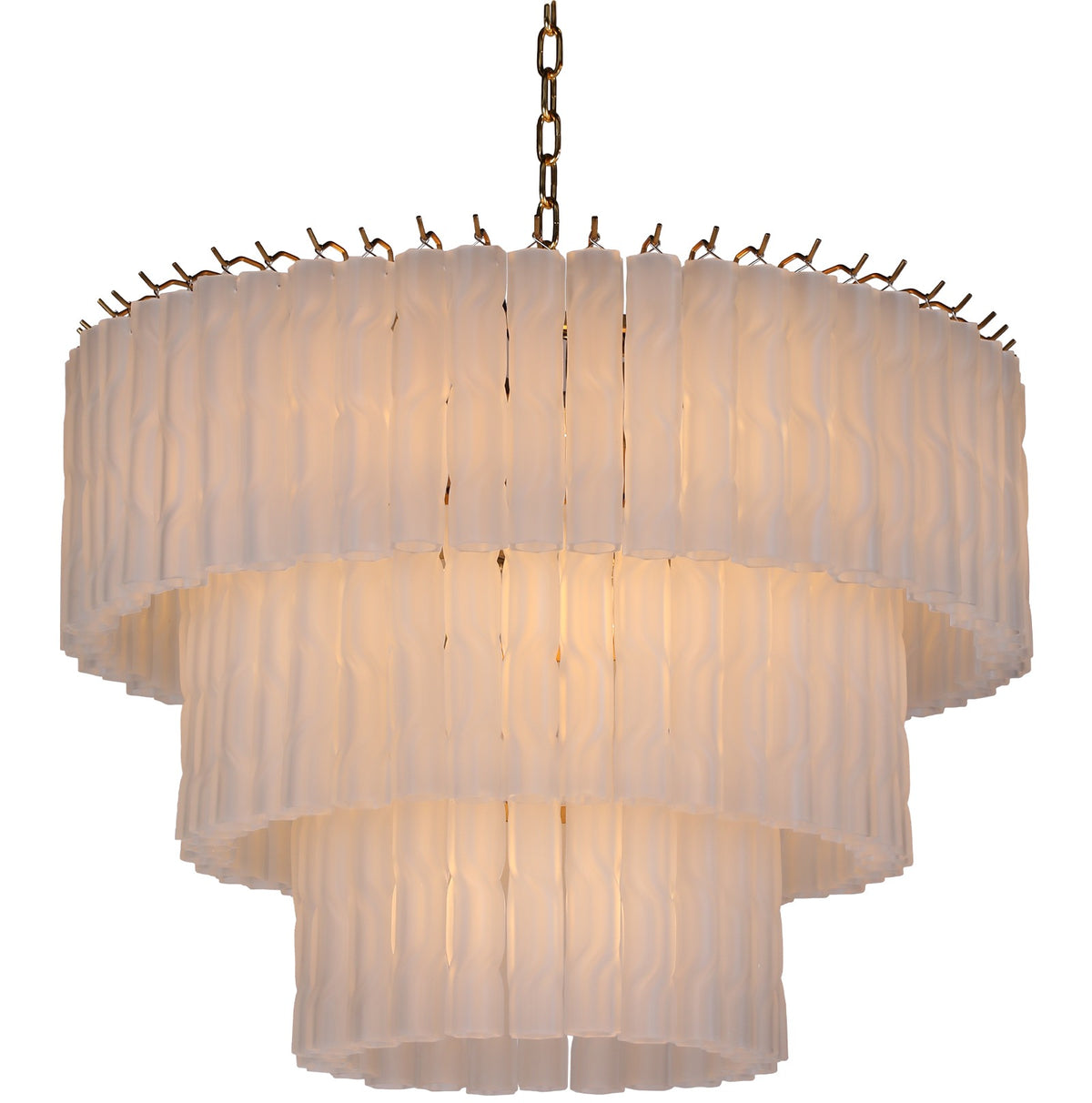 Twisted Frost Glass Chandelier - Large