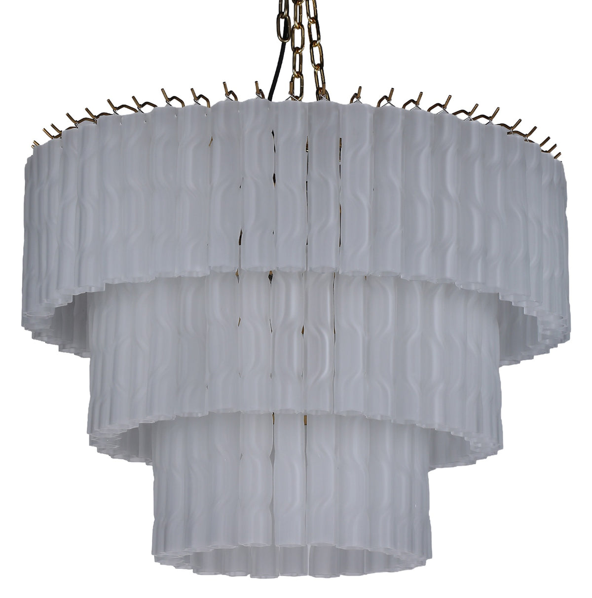 Twisted Frost Glass Chandelier - Large