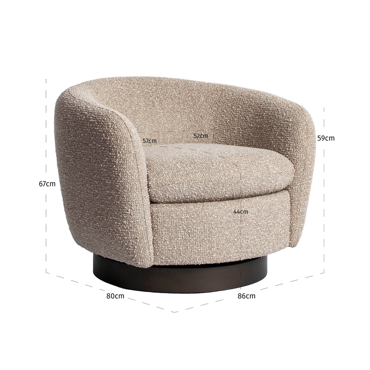 Lounge chair Colmar natural chunky swivel
