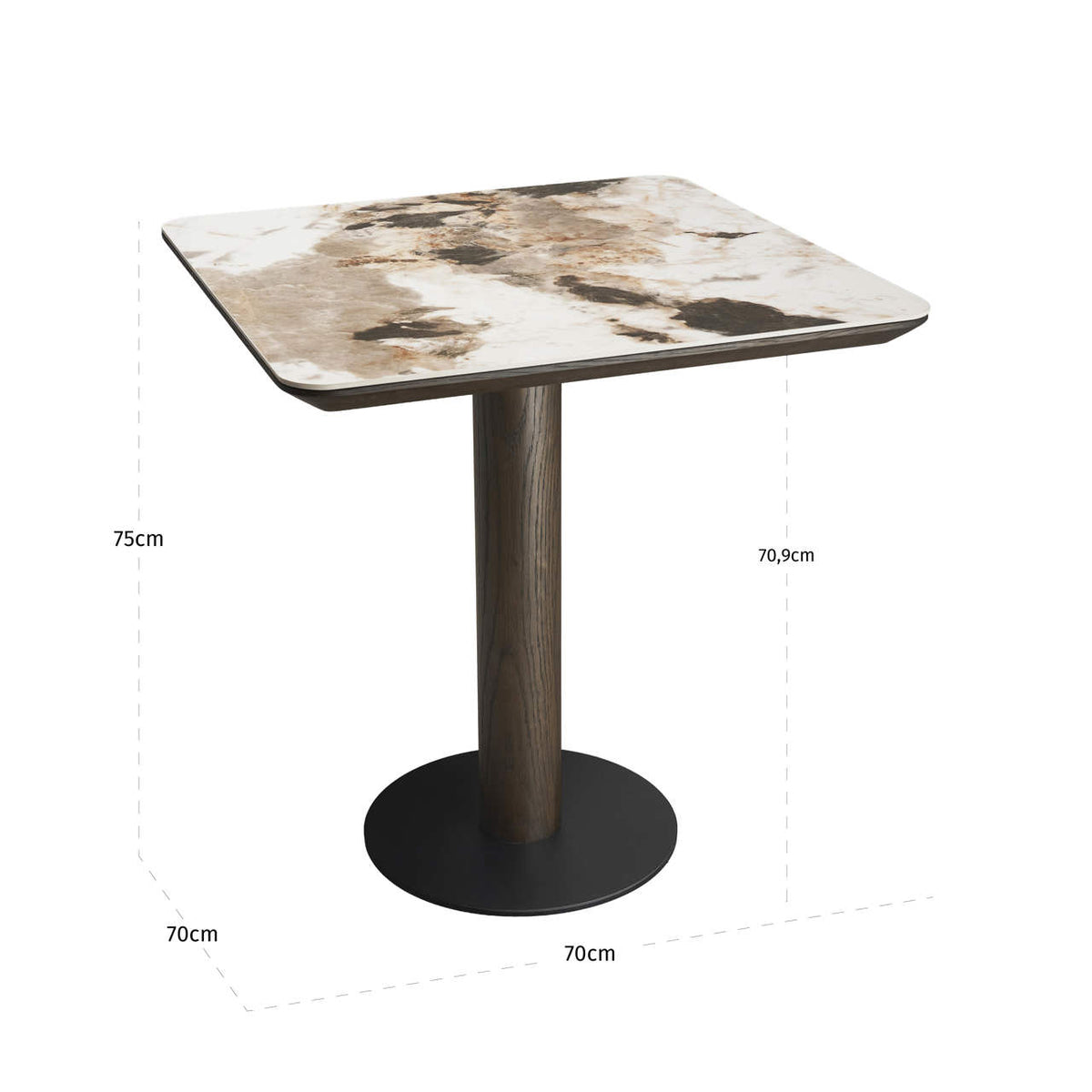 Bistro table Langford brown 70x70