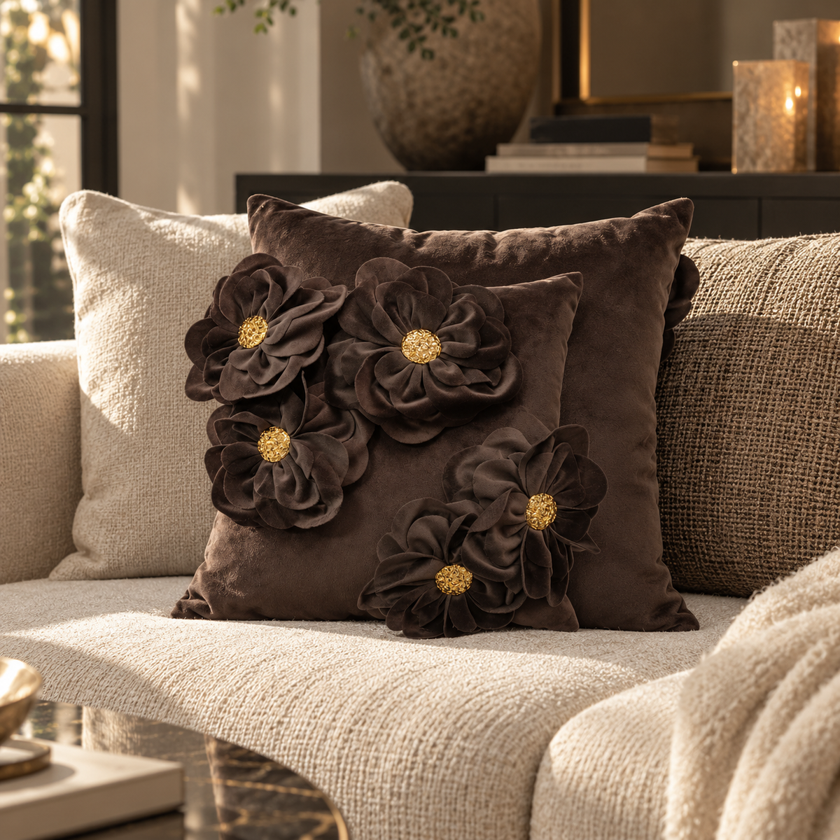 Paul Moneypenny Bloomingwonderful Choc Cushion