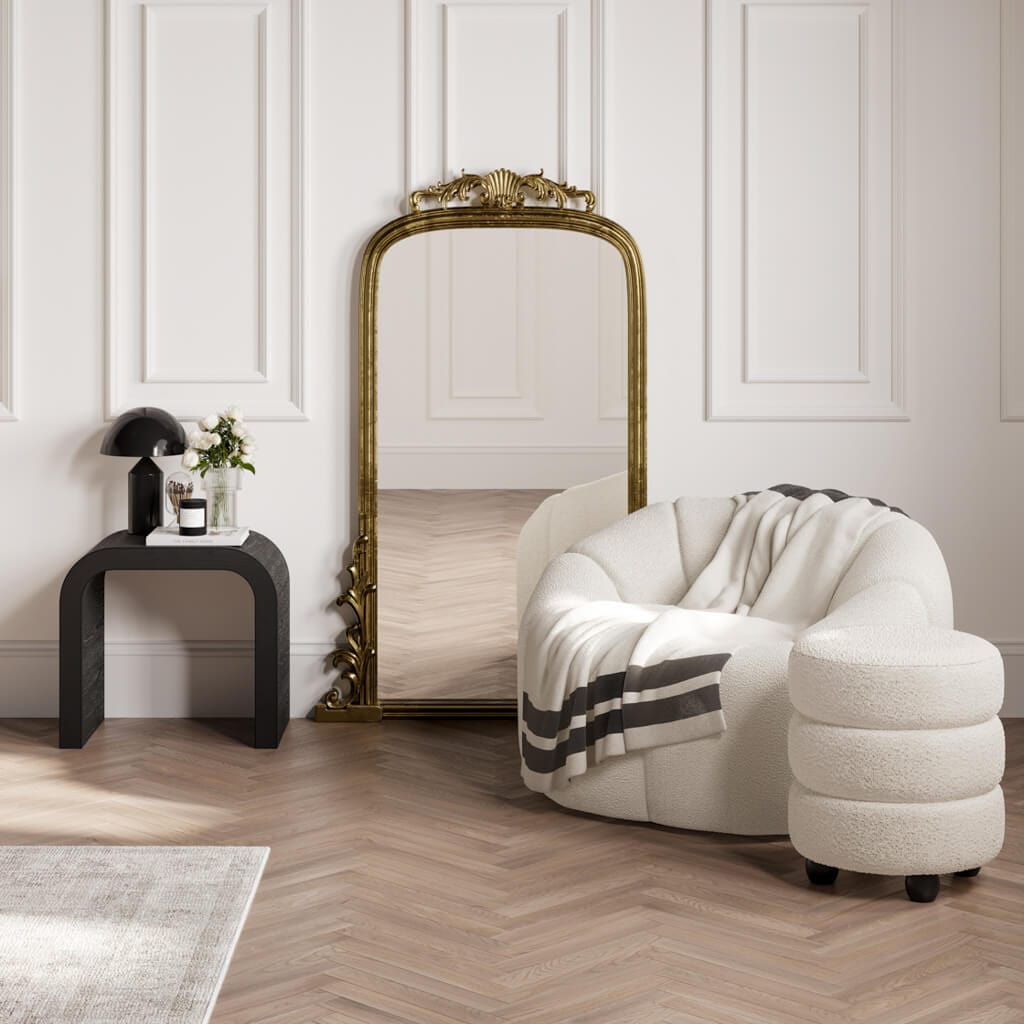 Fairmont Living Emi Ivory and Black Pouffe House of Isabella UK