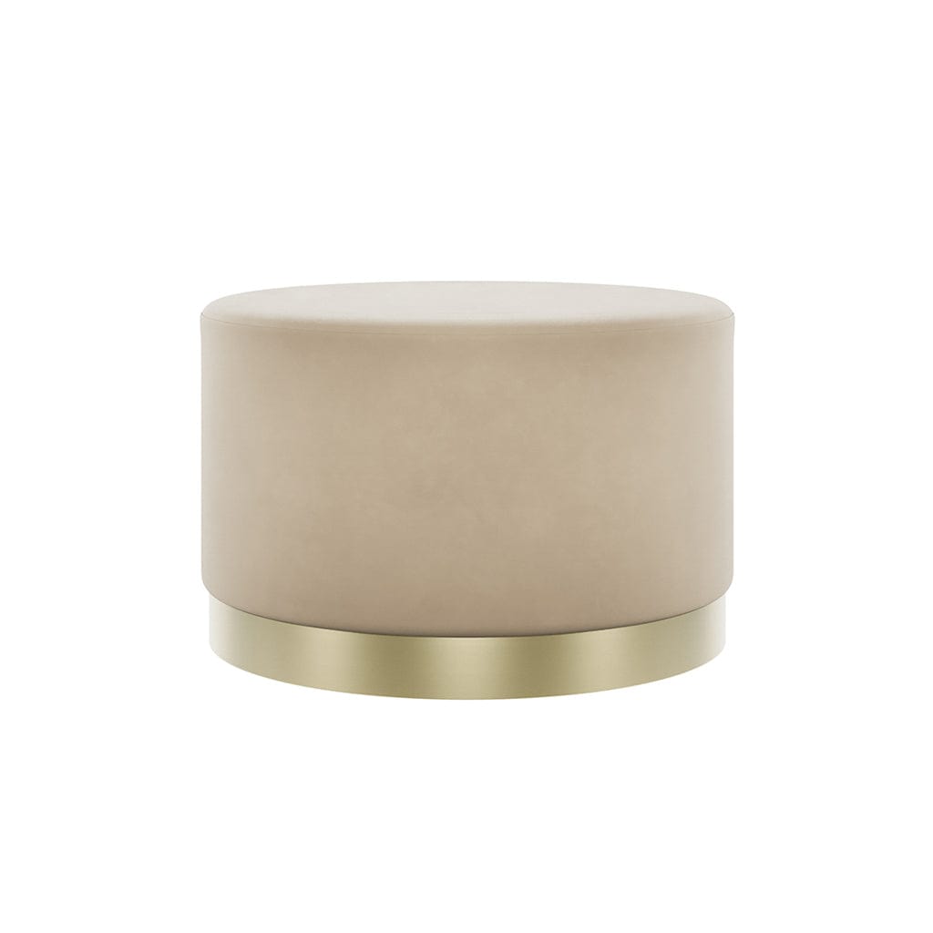 Lara Beige Velvet Large Pouffe.