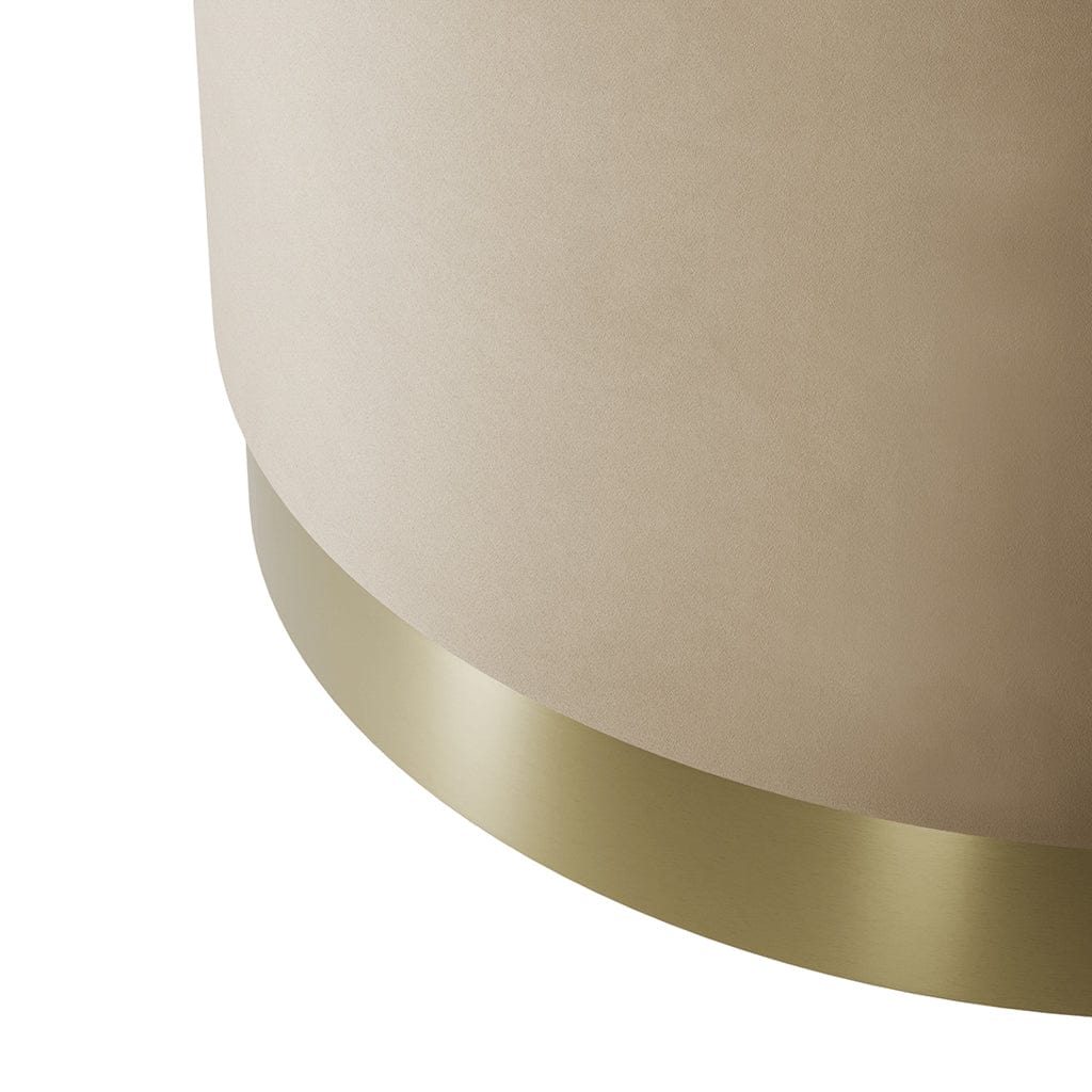 Lara Beige Velvet Large Pouffe.