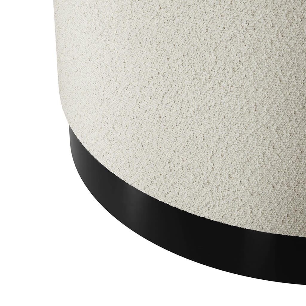 Lara Ivory Boucle Large Pouffe.