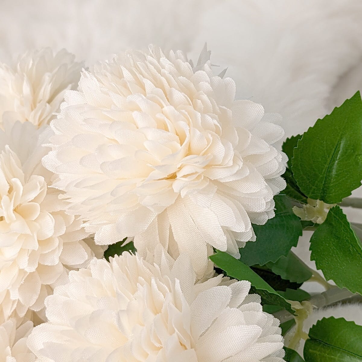 Faux Cream Chrysanthemum Bunch of 6 Florals