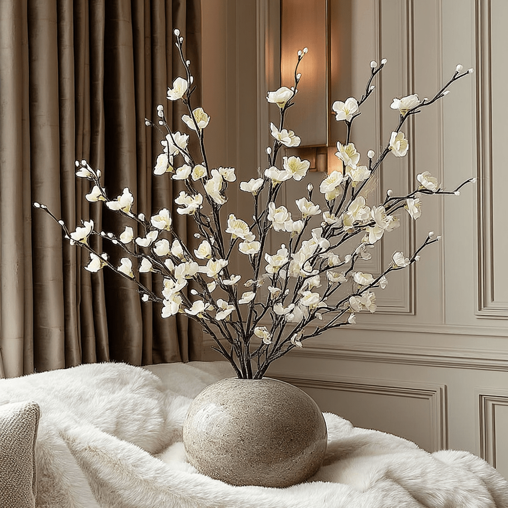 Faux White Blossom Single Stem Floral