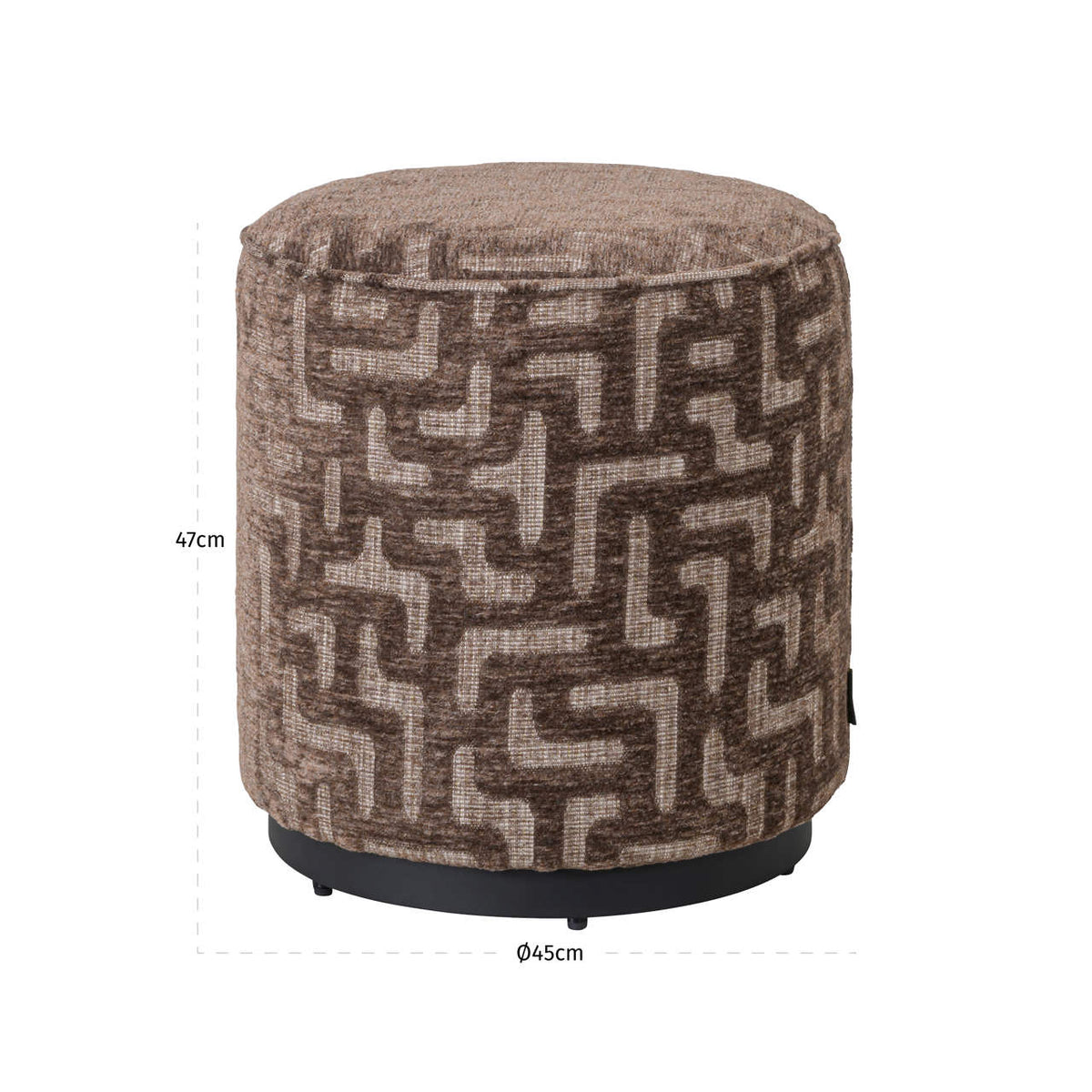 Pouffe & Footstool Lexie brown labyrinth 45Ø