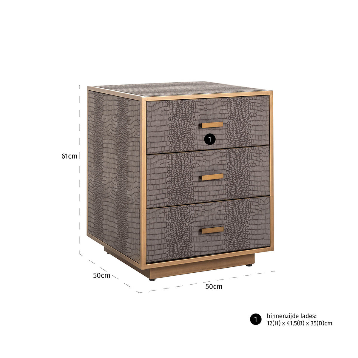 Multi drawer cabinet Classio brushed gold 