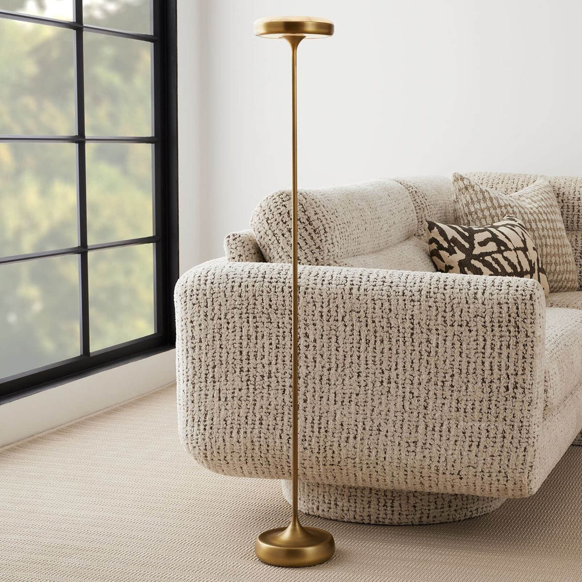 Flat Top Floor Lamp in Brass