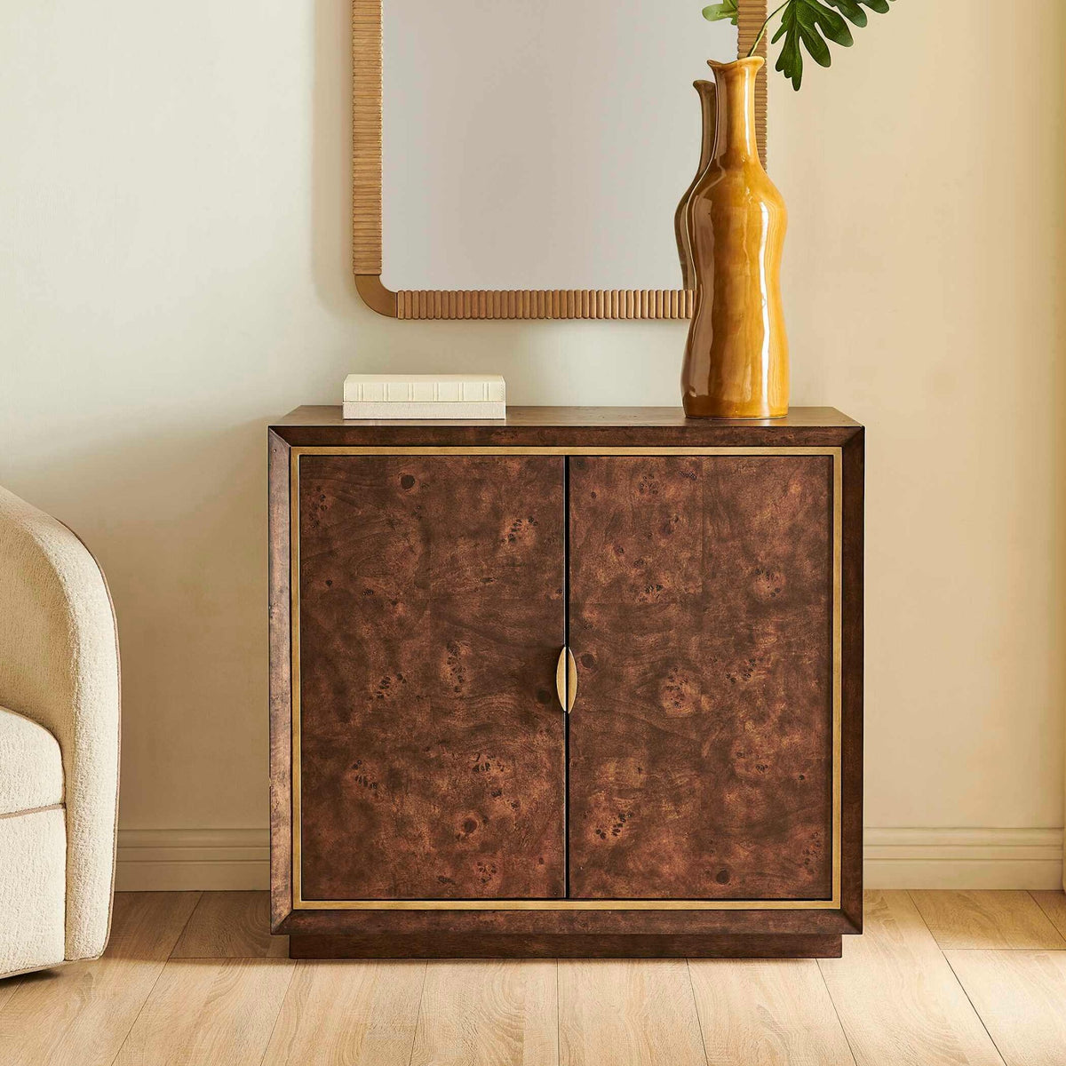 Flores Burl Wood 2 Door Cabinet