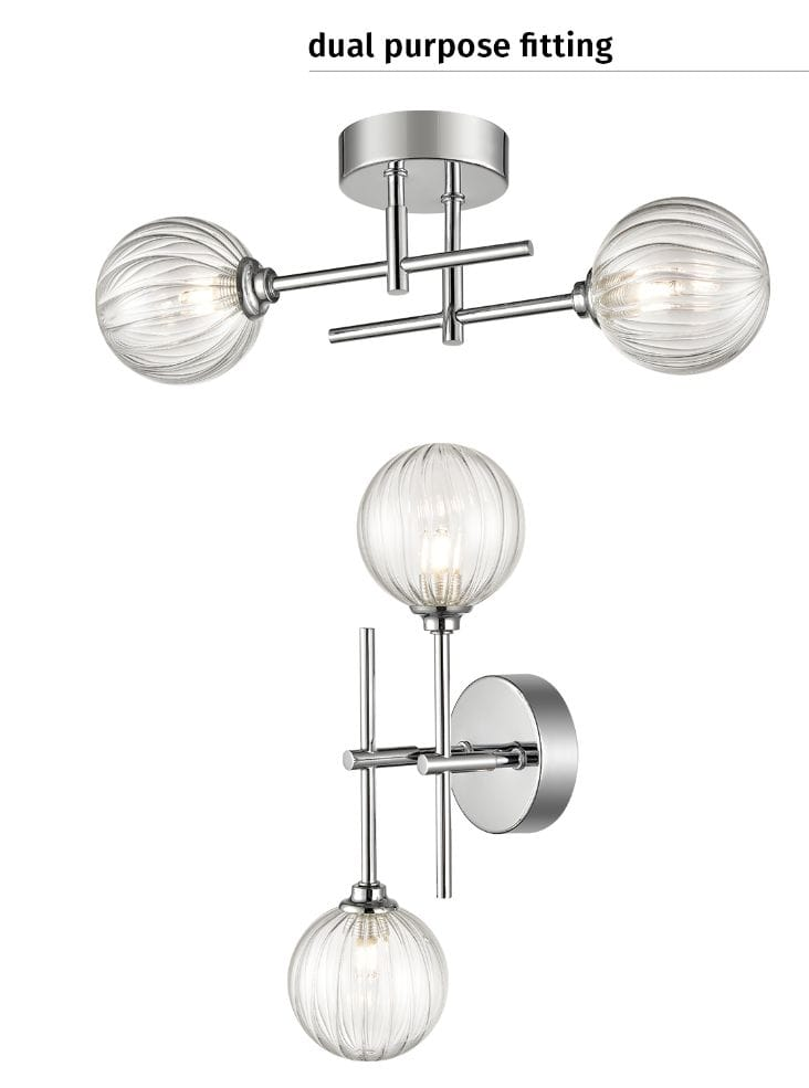 Franklite Lighting Abstraction 2lt Fitting Chrome House of Isabella UK