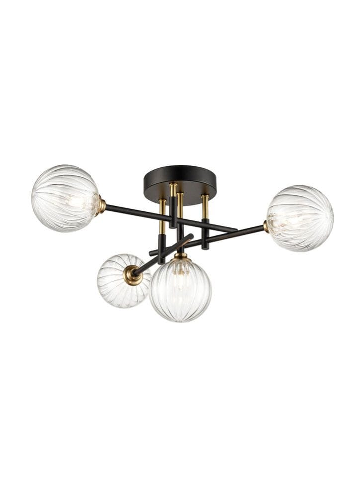 Franklite Lighting Abstraction 4lt Fitting Black and Brass House of Isabella UK