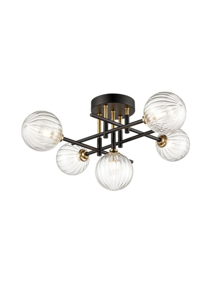 Franklite Lighting Abstraction 5lt Fitting Black and Brass House of Isabella UK