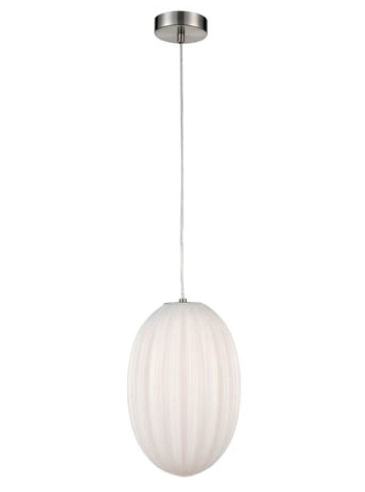 Franklite Lighting Almond Pendant Opal - Satin Nickel House of Isabella UK