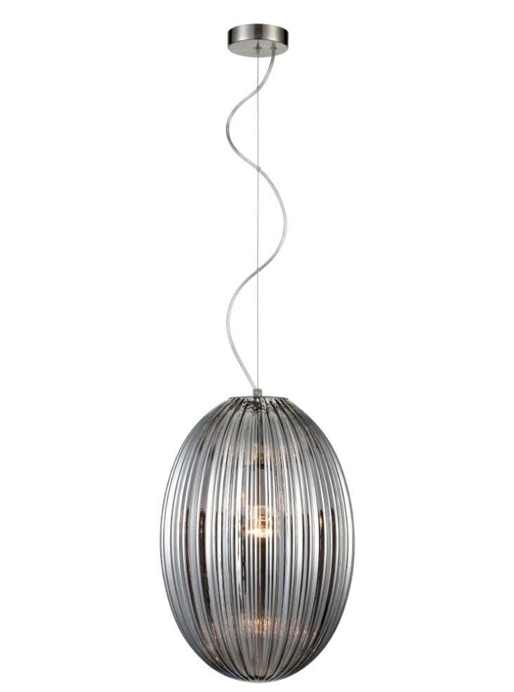 Franklite Lighting Almond Pendant Smoked - Satin Nickel House of Isabella UK