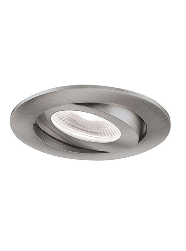 Franklite Lighting An adjustable die-cast LED recessed luminaire with a citizen light source and interchangeable aluminium bezel - Satin Nickel House of Isabella UK