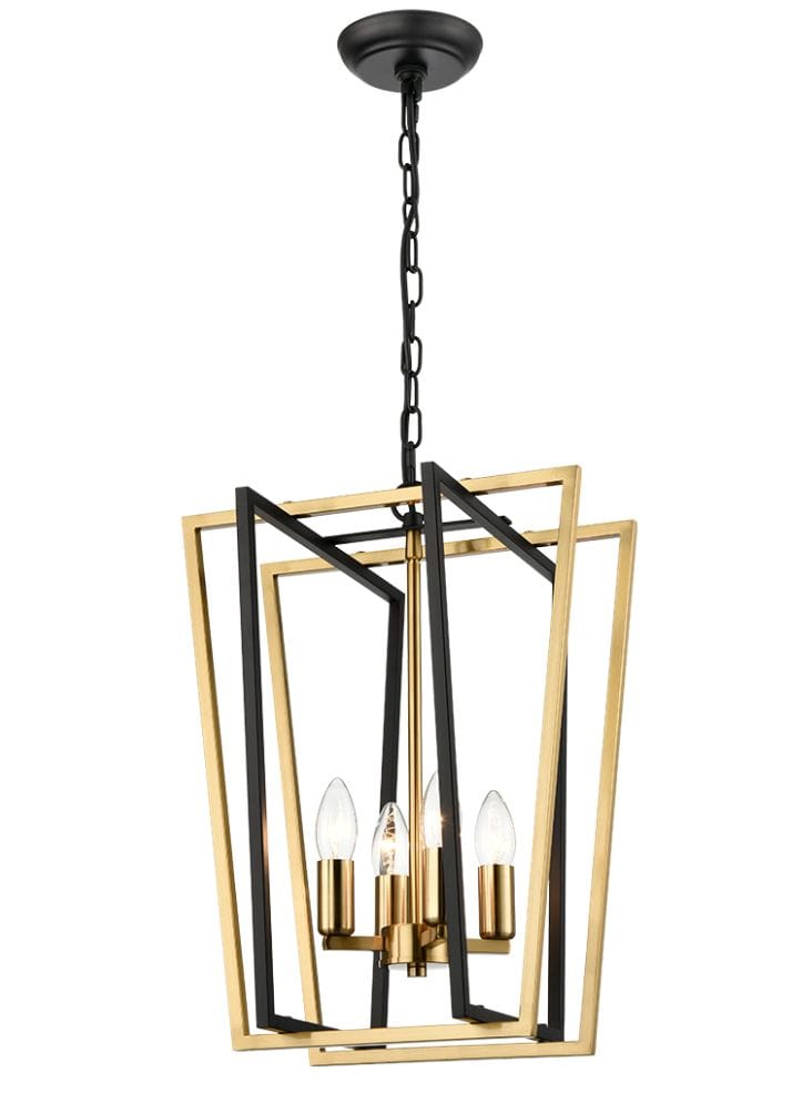 Franklite Lighting Aviary 4lt Lantern matt black and aged brass Large House of Isabella UK