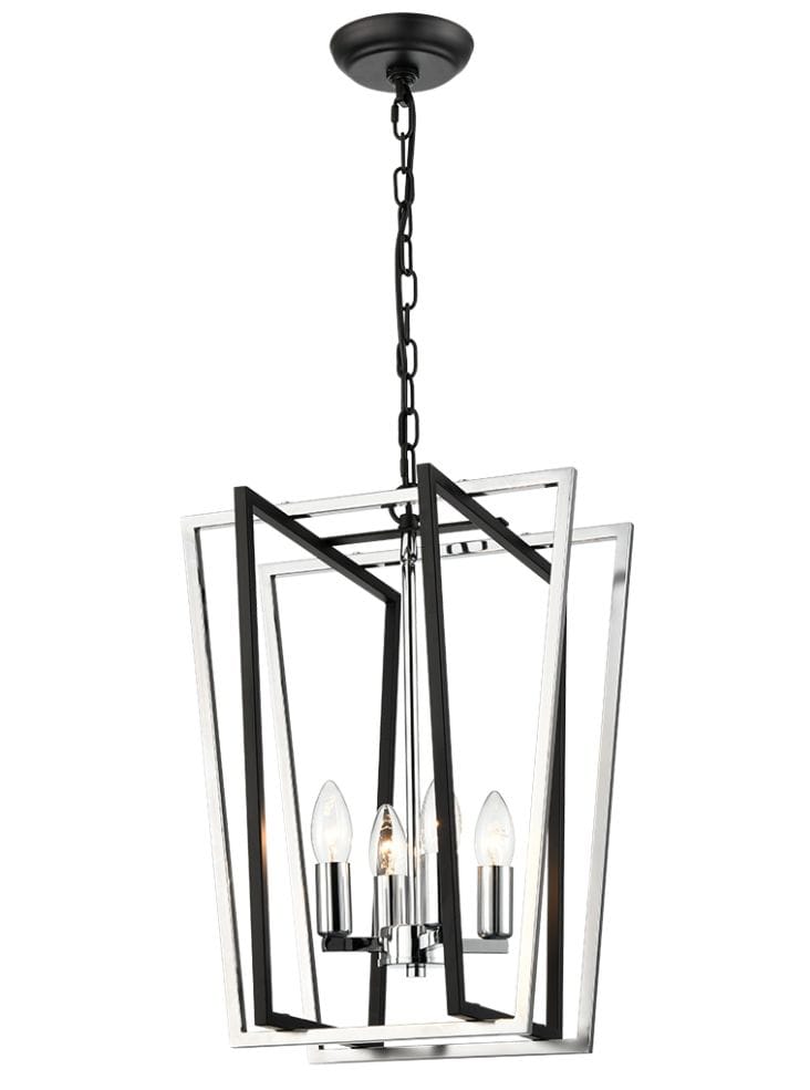 Franklite Lighting Aviary 4lt Lantern matt black and chrome Large House of Isabella UK
