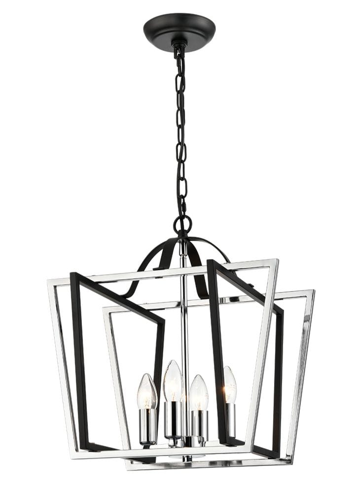 Franklite Lighting Aviary 4lt Lantern matt black and chrome Small House of Isabella UK