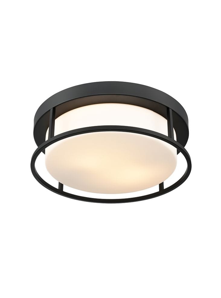 Franklite Lighting Blaine Black Painted 300mm Flush Ceiling Fitting House of Isabella UK