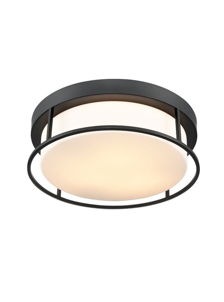 Franklite Lighting Blaine Black Painted 380mm Flush Ceiling Fitting House of Isabella UK