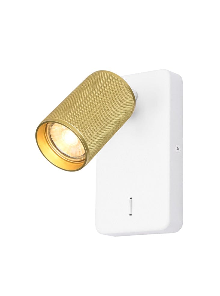 Franklite Lighting Broadway 1lt Spotlight Matt White with Brass sleeve House of Isabella UK