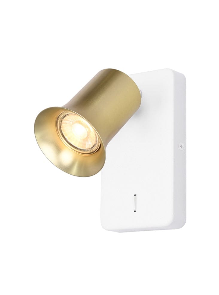 Franklite Lighting Broadway 1lt Spotlight Matt White with Satin Brass finish sleeve House of Isabella UK