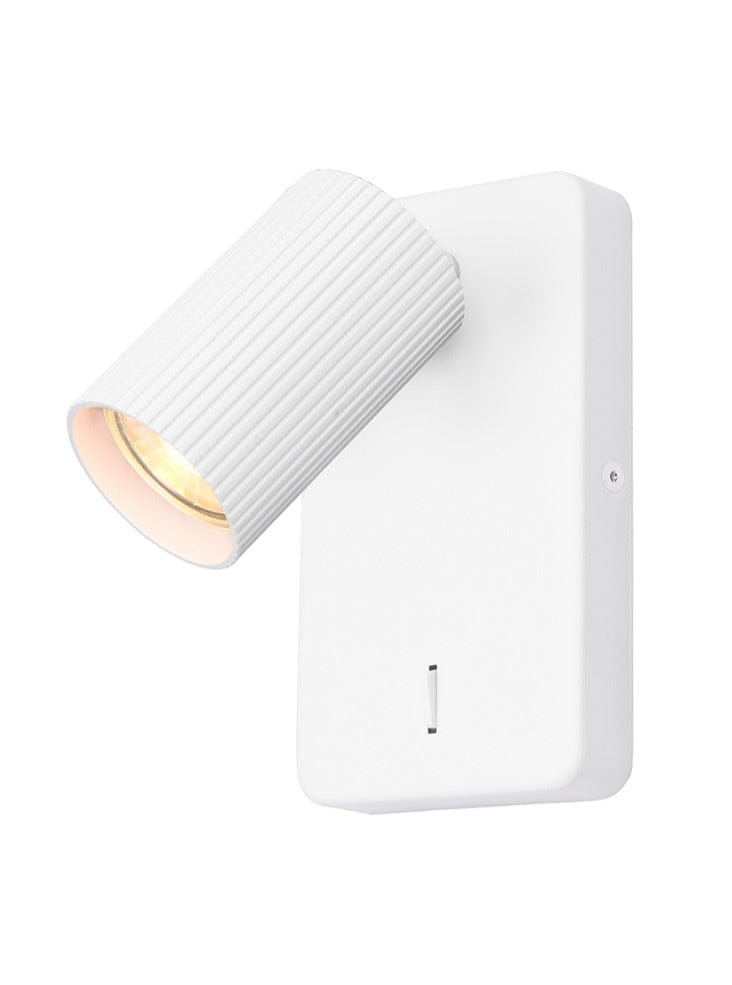 Franklite Lighting Broadway 1lt Spotlight matt white with white ribbed sleeve House of Isabella UK