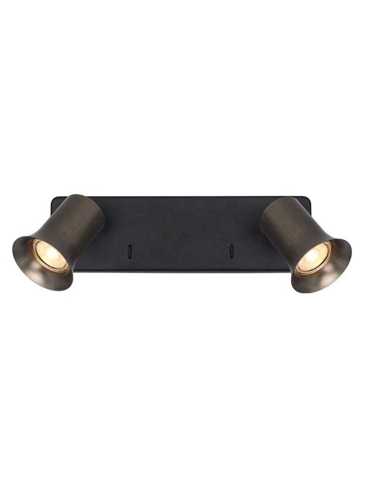 Franklite Lighting Broadway 2lt Spotlight Matt Black with Bronze Sleeve House of Isabella UK