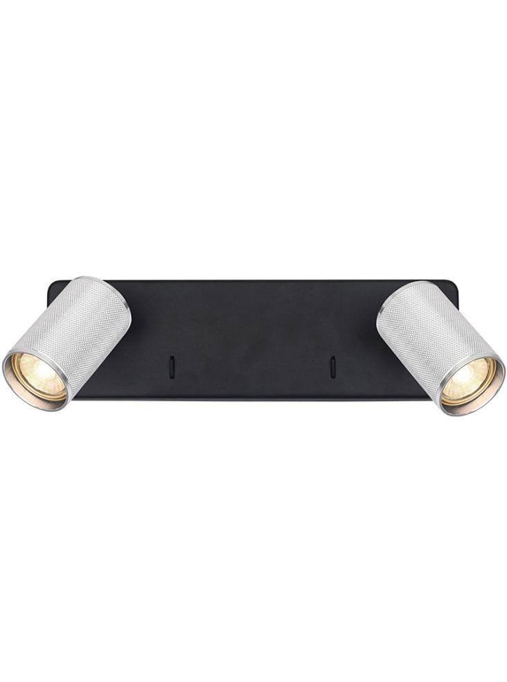 Franklite Lighting Broadway 2lt Spotlight Matt Black with polished nickel sleeve House of Isabella UK