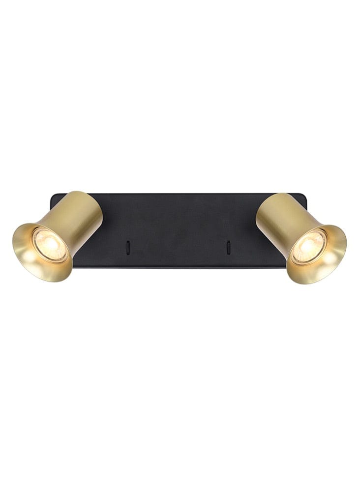 Franklite Lighting Broadway 2lt Spotlight Matt Black with satin brass sleeve House of Isabella UK