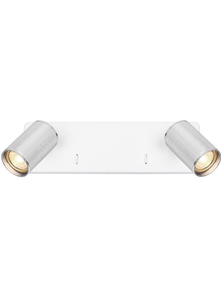Franklite Lighting Broadway 2lt Spotlight Matt White with polished nickel sleeve House of Isabella UK