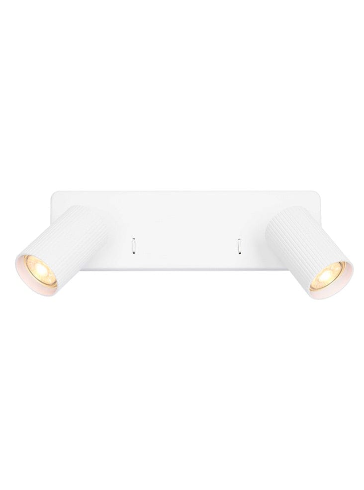 Franklite Lighting Broadway 2lt Spotlight matt white with white ribbed House of Isabella UK