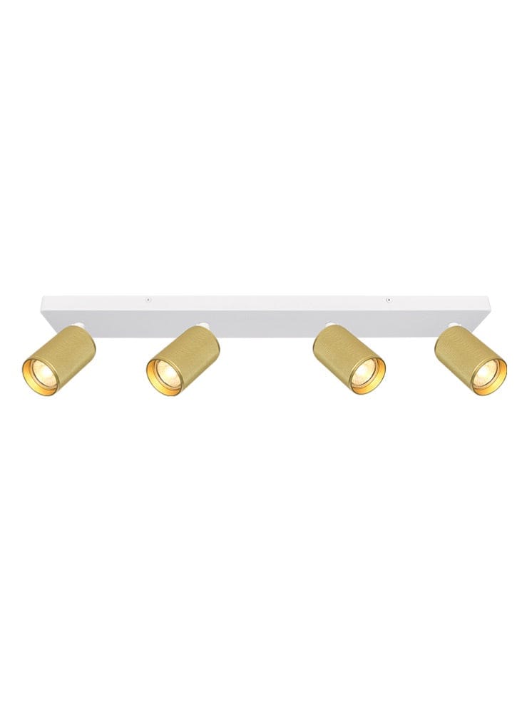 Franklite Lighting Broadway 4lt Spotlight Matt White with Brass Sleeve House of Isabella UK